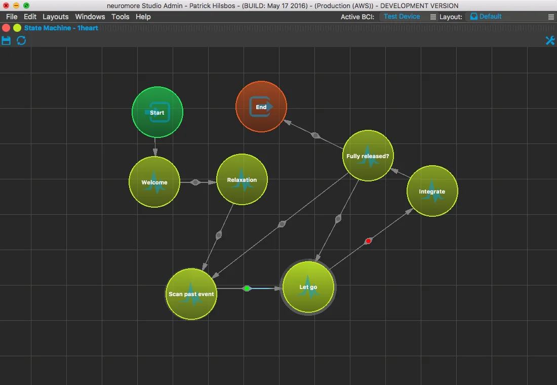 neuromore Studio — visual protocol builder with state machines and classifiers